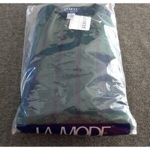 La Mode Cable Knit Sweater Men's XL Tartan Navy Green‎ 100% Combed Cotton NEW